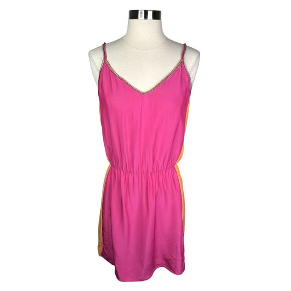 Parker Hot Pink & Orange Silk Popover Dress - Size Small - Picture 1 of 6